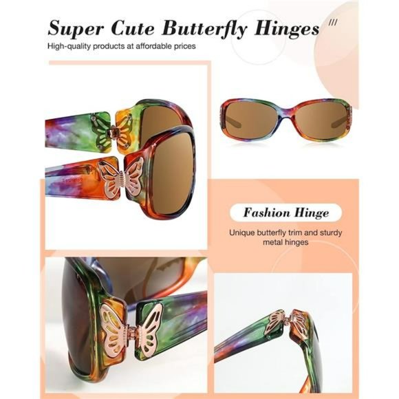 Polarized Sunglasses Butterfly Decoration 100% UV Protection for Women